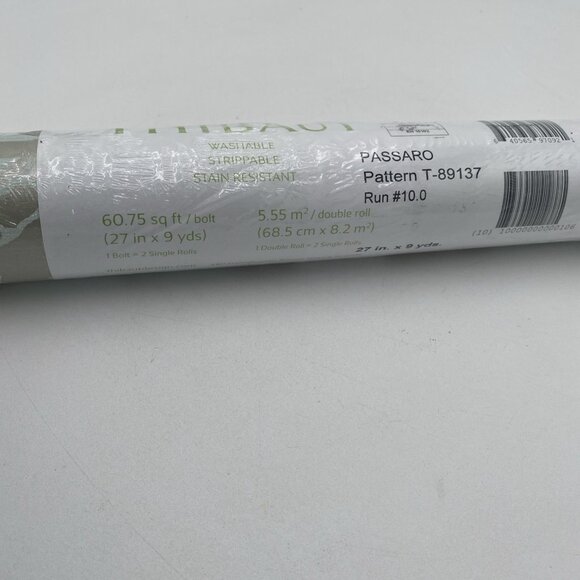 Thibaut Wallpaper Passaro T-89137 Double roll 27"x9 Damask Metallic Gold Aqua - Picture 4 of 7